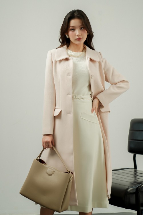 Sixdo Beige Long Woven Coat